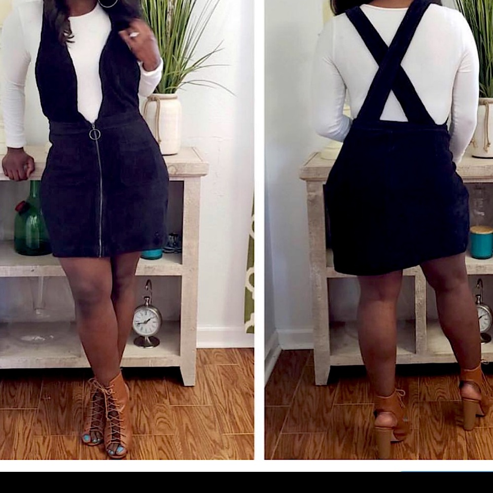 Black corduroy dress. It is true to size.